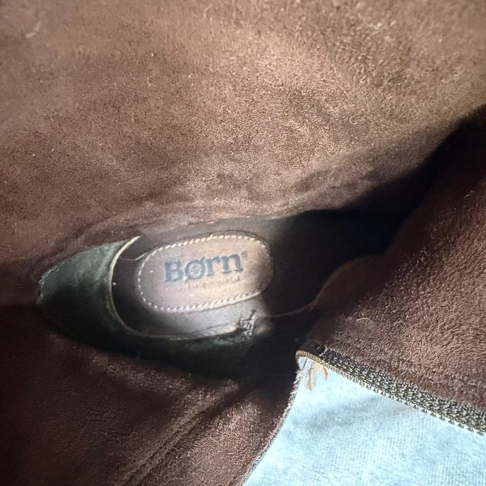 Born Joly Tall Suede Riding Boots Buckle Chestnut Brown Wms 10 Equestrian Boho